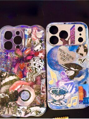 Handmade Collage Phone Case Bundle – 5pc Glitter Pop Art Set